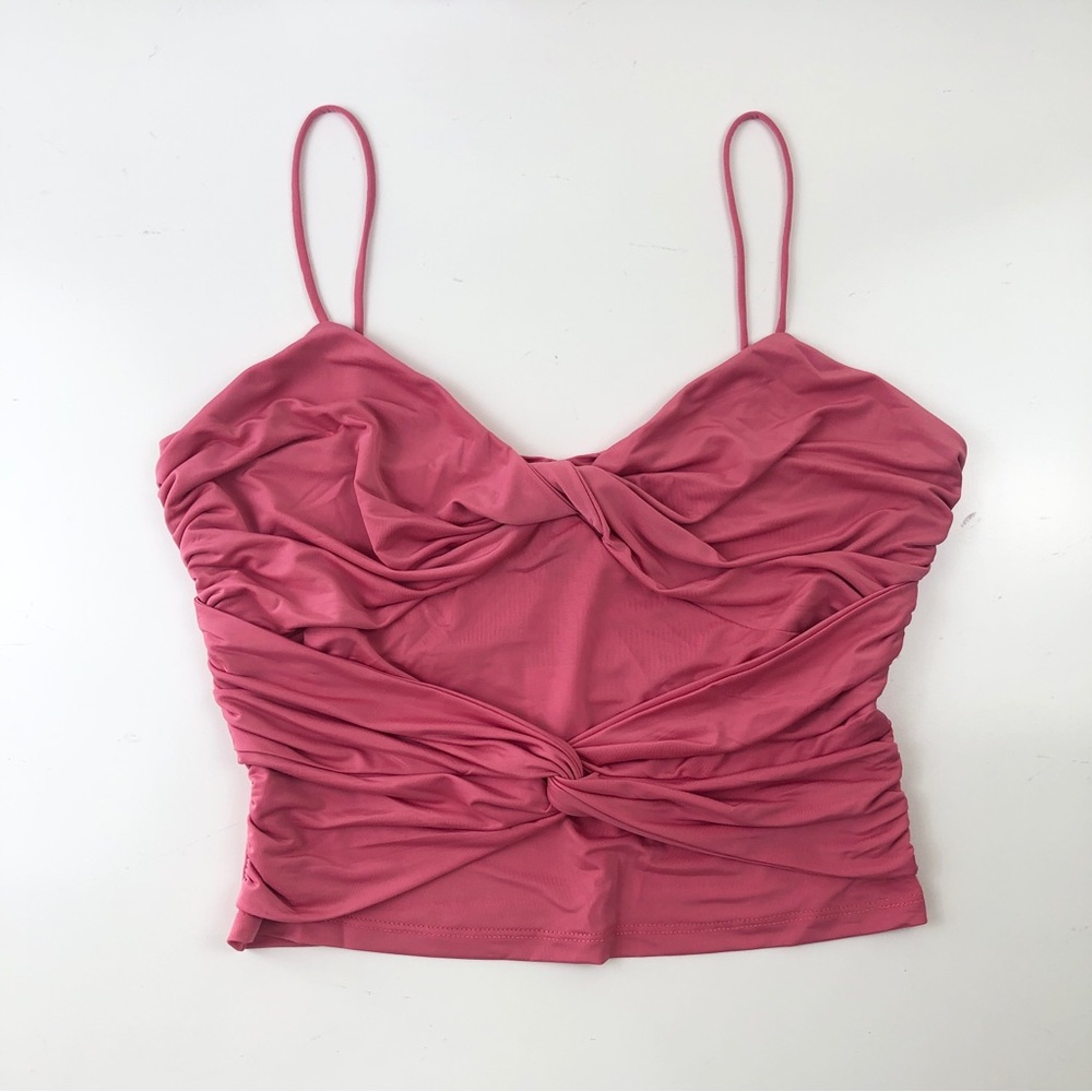 Anthropologie Pink Twist-Front Spaghetti Strap Tank